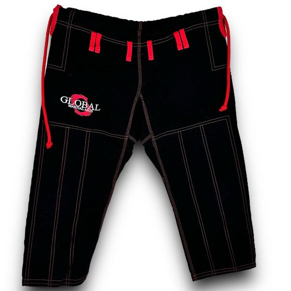 Global Martial Arts Jui Jitsu Gi Pants Drawstring Waist Black Red Size A-0 - Picture 2 of 9